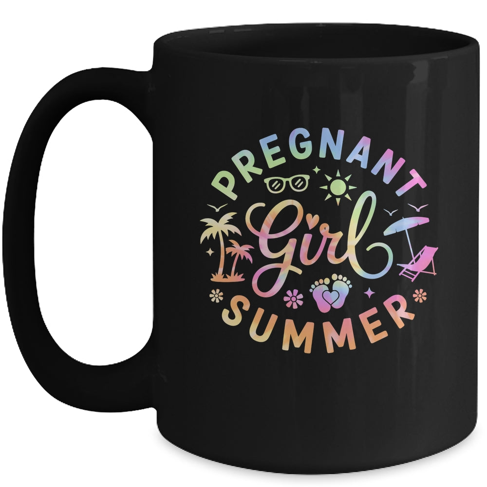 Pregnant Girl Summer Pregnancy Reveal Baby Announcement Mug | siriusteestore