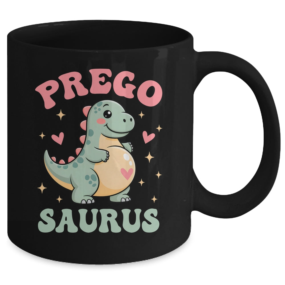Pregosaurus Cute Retro Mommy Dinosaur Pregnancy Announcement Mug | siriusteestore