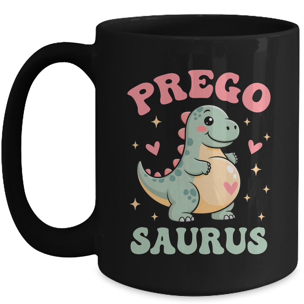 Pregosaurus Cute Retro Mommy Dinosaur Pregnancy Announcement Mug | siriusteestore