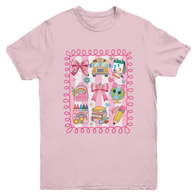 Preppy Back To School Coquette First Day Of School Bus Youth Shirt | siriusteestore