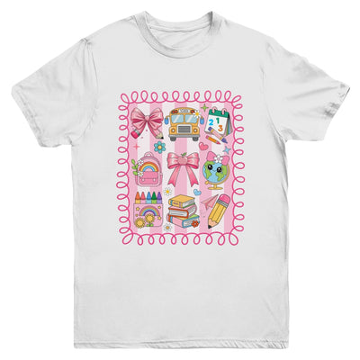 Preppy Back To School Coquette First Day Of School Bus Youth Shirt | siriusteestore