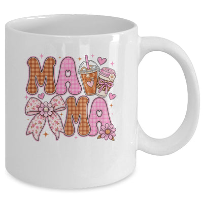 Preppy Coffee Mama Coquette Bow Checkered Mom Mothers Day Mug | siriusteestore