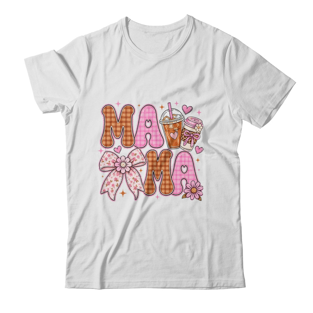Preppy Coffee Mama Coquette Bow Checkered Mom Mothers Day Shirt & Tank Top | siriusteestore