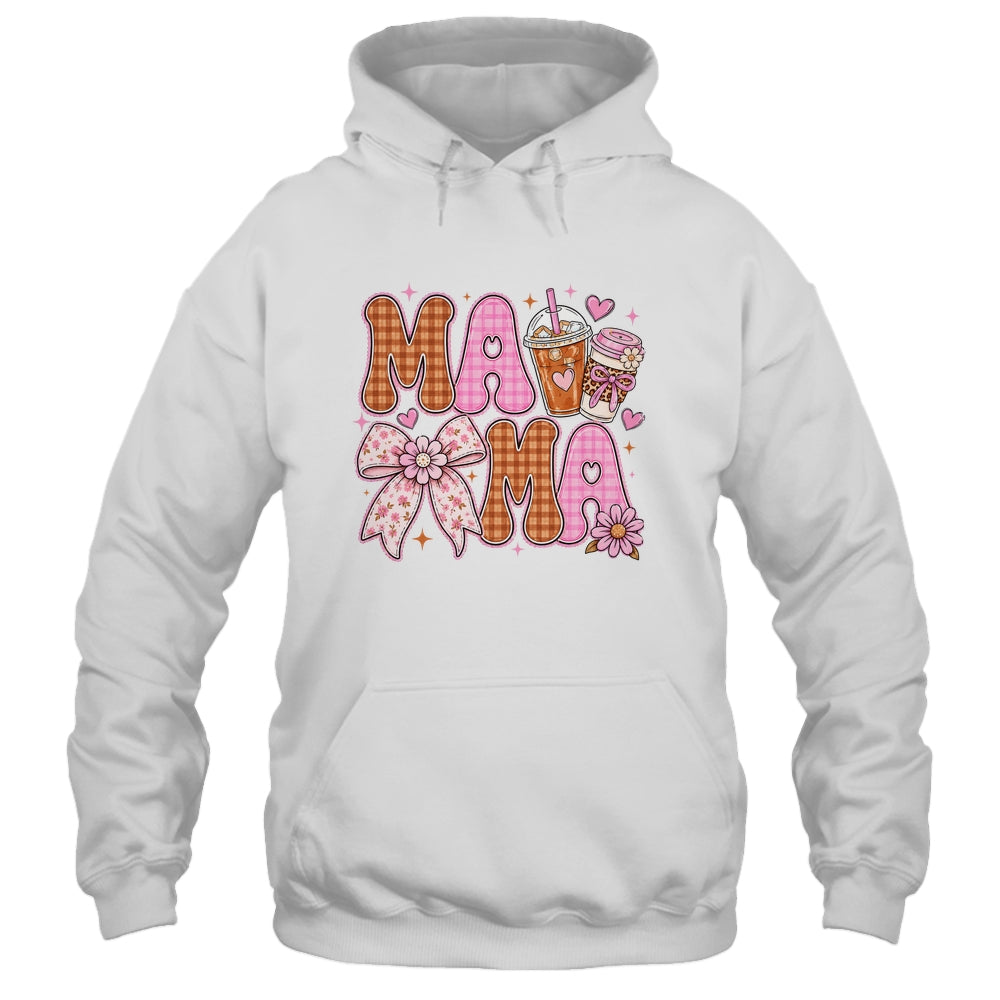 Preppy Coffee Mama Coquette Bow Checkered Mom Mothers Day Shirt & Tank Top | siriusteestore