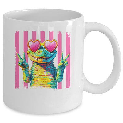 Preppy Crocodile Alligator Beach Vacation Summer Peace Sign Mug | siriusteestore