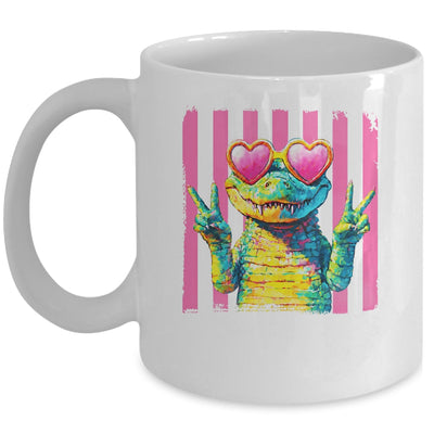 Preppy Crocodile Alligator Beach Vacation Summer Peace Sign Mug | siriusteestore