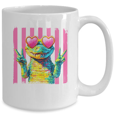 Preppy Crocodile Alligator Beach Vacation Summer Peace Sign Mug | siriusteestore