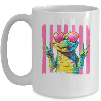 Preppy Crocodile Alligator Beach Vacation Summer Peace Sign Mug | siriusteestore
