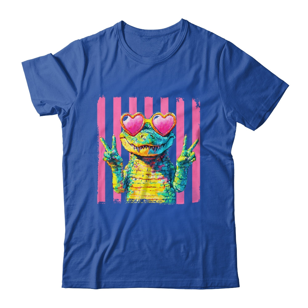Preppy Crocodile Alligator Beach Vacation Summer Peace Sign Shirt & Tank Top | siriusteestore