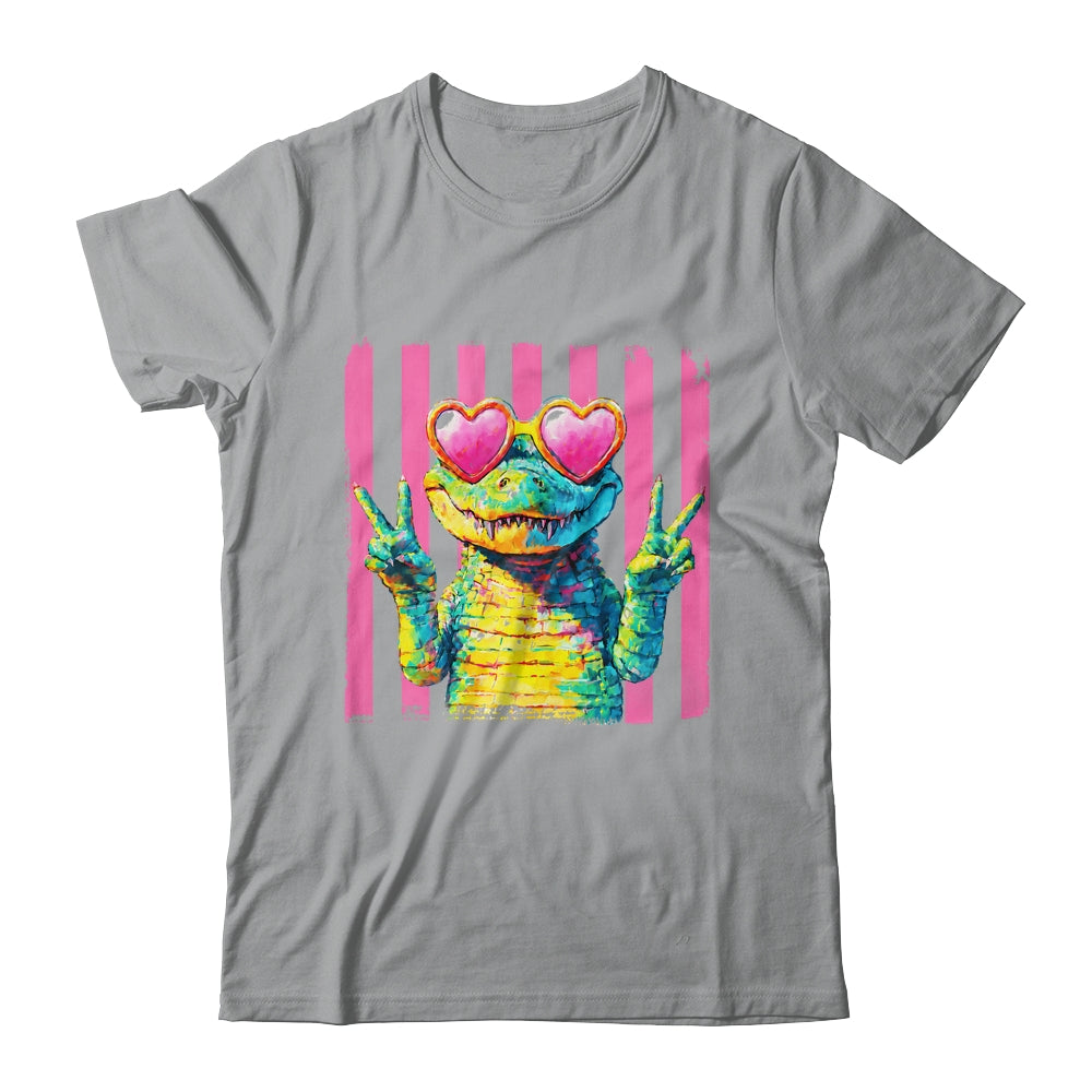 Preppy Crocodile Alligator Beach Vacation Summer Peace Sign Shirt & Tank Top | siriusteestore