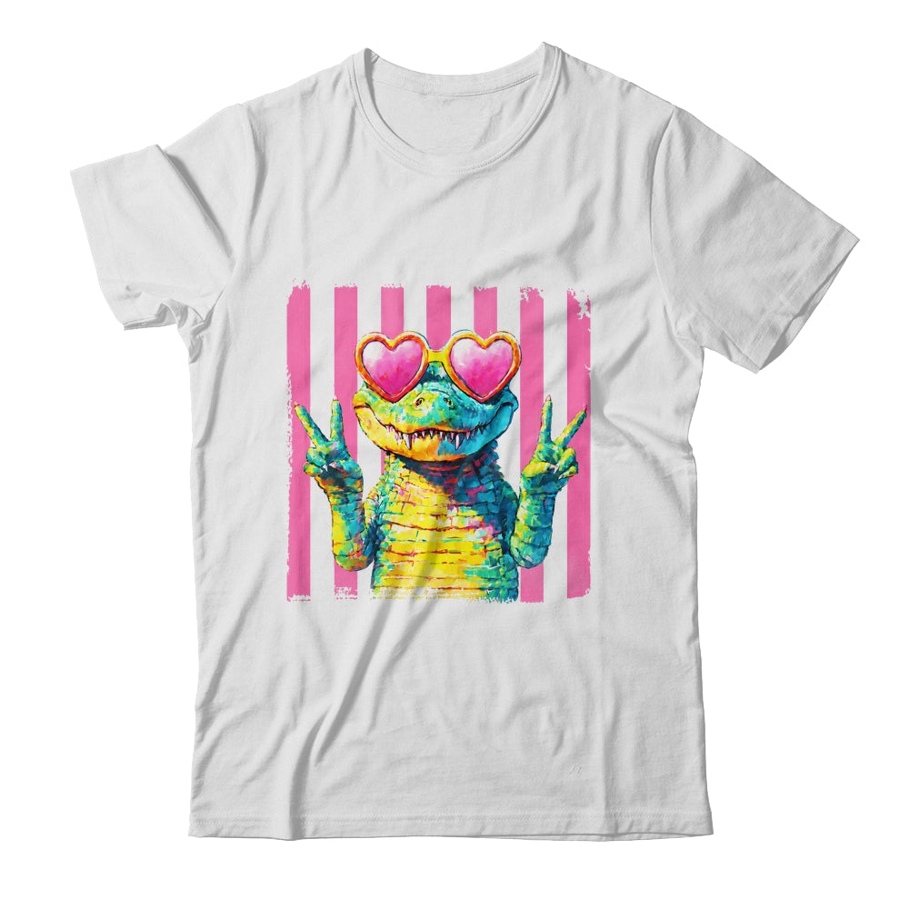 Preppy Crocodile Alligator Beach Vacation Summer Peace Sign Shirt & Tank Top | siriusteestore