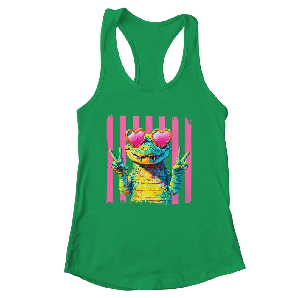 Preppy Crocodile Alligator Beach Vacation Summer Peace Sign Shirt & Tank Top | siriusteestore