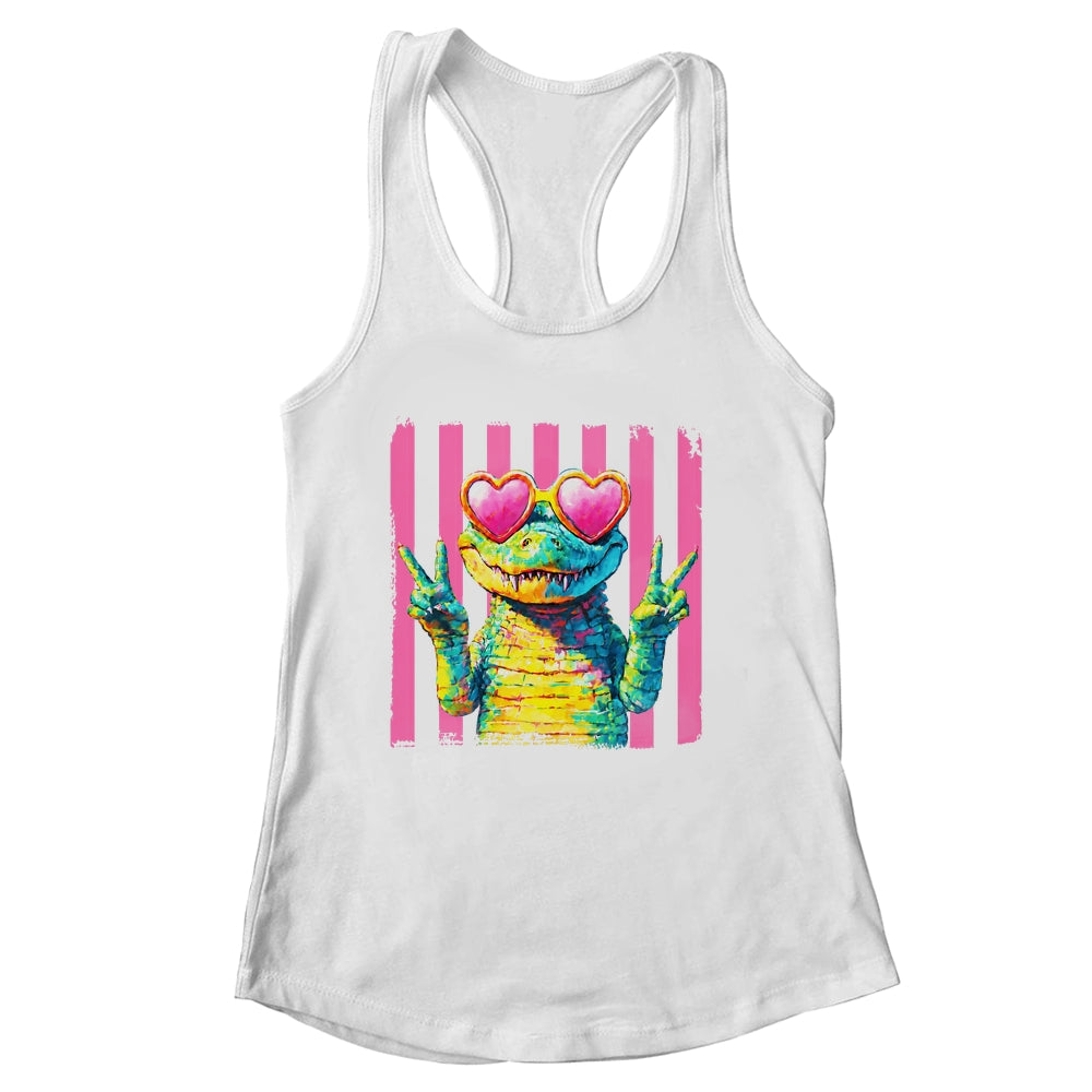 Preppy Crocodile Alligator Beach Vacation Summer Peace Sign Shirt & Tank Top | siriusteestore