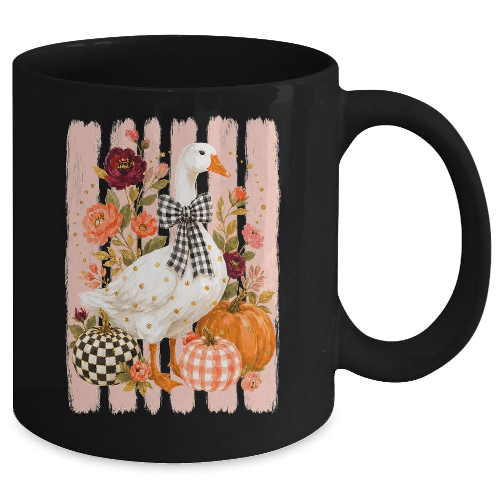 Preppy Fall Autumn Silly Goose Pumpkin Thanksgiving Coquette Mug | siriusteestore