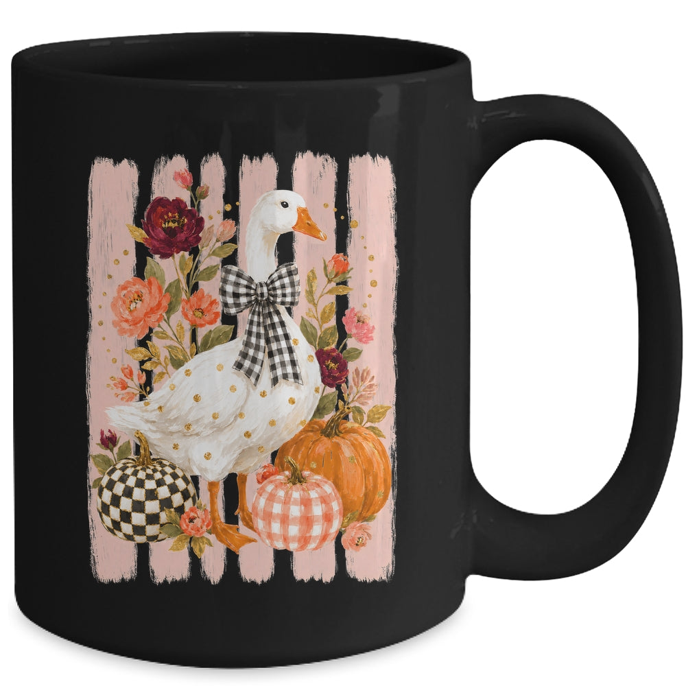 Preppy Fall Autumn Silly Goose Pumpkin Thanksgiving Coquette Mug | siriusteestore
