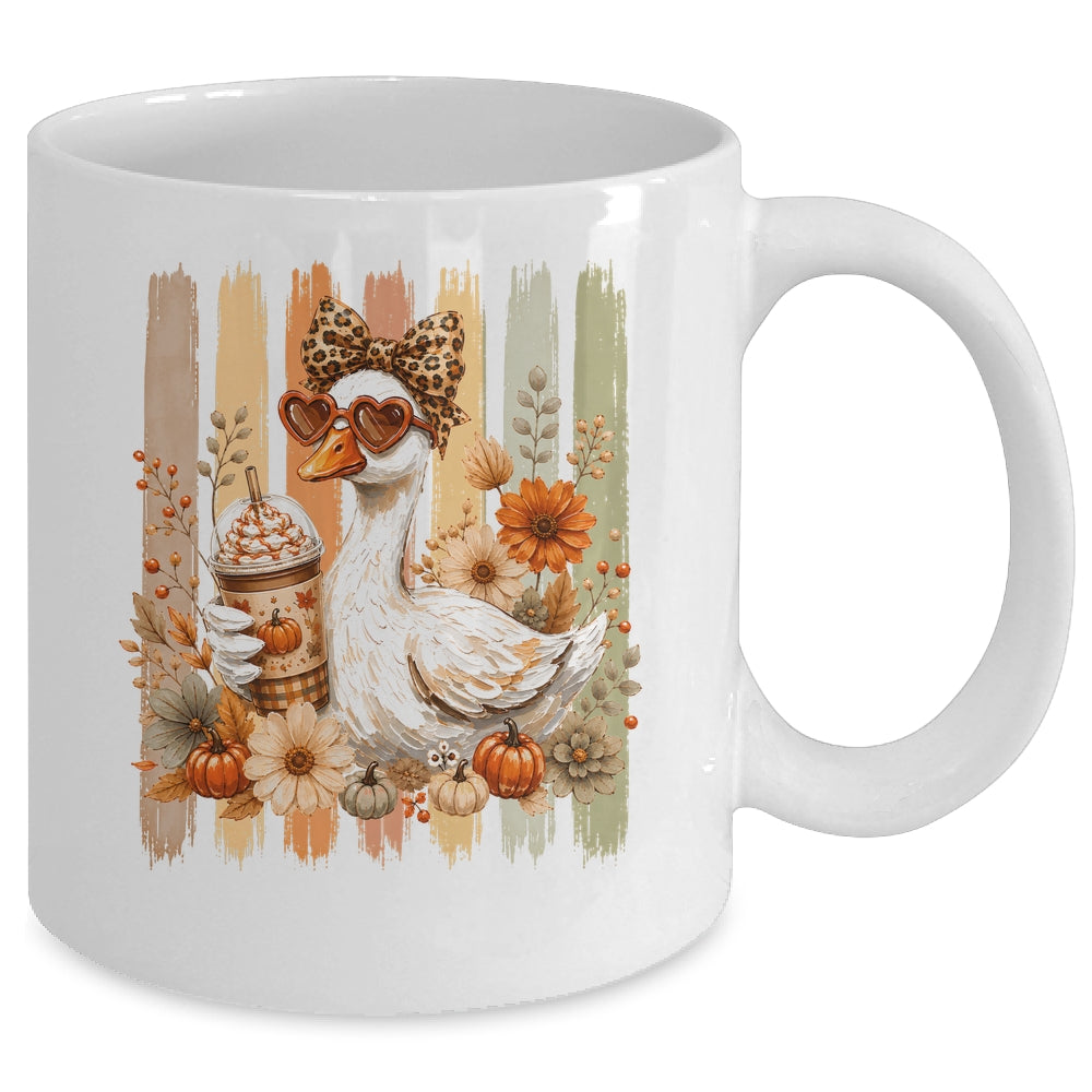 Preppy Fall Goose Coquette Autumn Pumpkin Spice Latte Retro Mug | siriusteestore