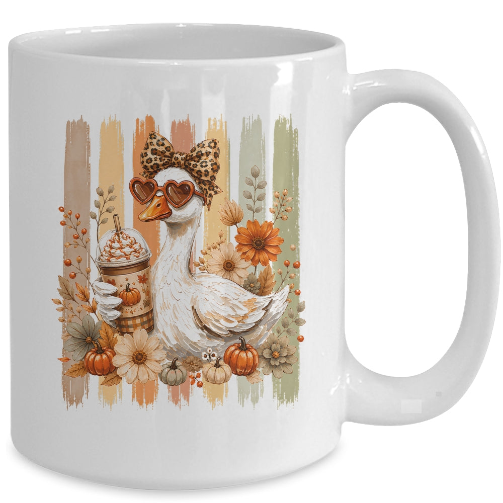 Preppy Fall Goose Coquette Autumn Pumpkin Spice Latte Retro Mug | siriusteestore