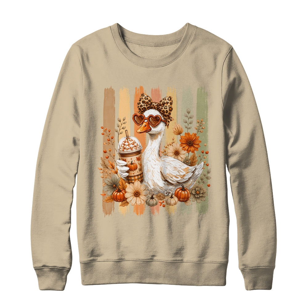 Preppy Fall Goose Coquette Autumn Pumpkin Spice Latte Retro Shirt & Sweatshirt | siriusteestore