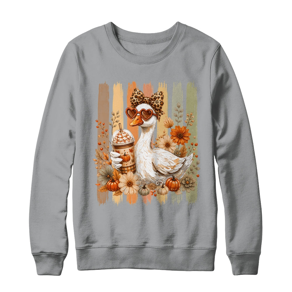 Preppy Fall Goose Coquette Autumn Pumpkin Spice Latte Retro Shirt & Sweatshirt | siriusteestore
