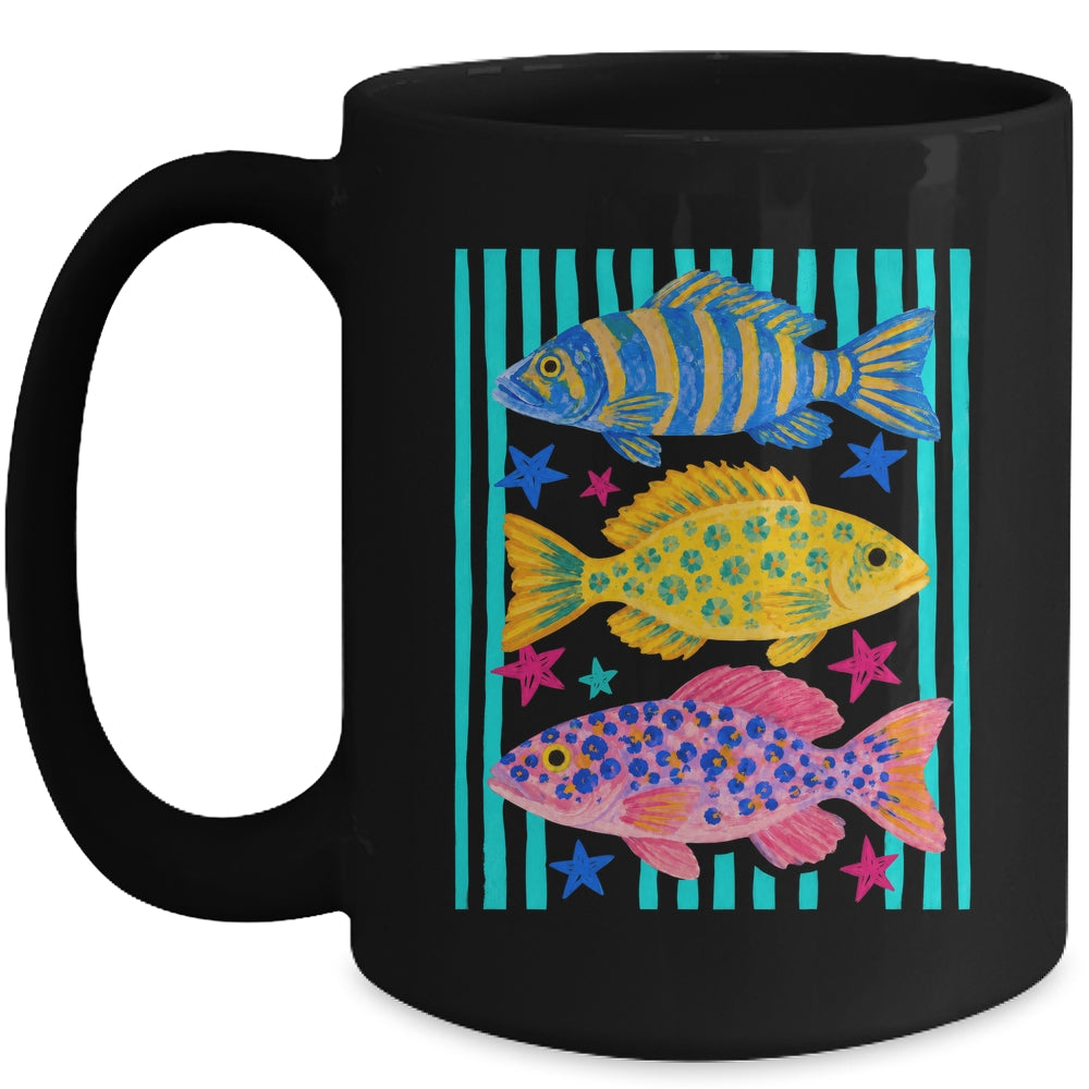 Preppy Fish Retro Summertime Travel Beach Vacation Fishing Mug | siriusteestore