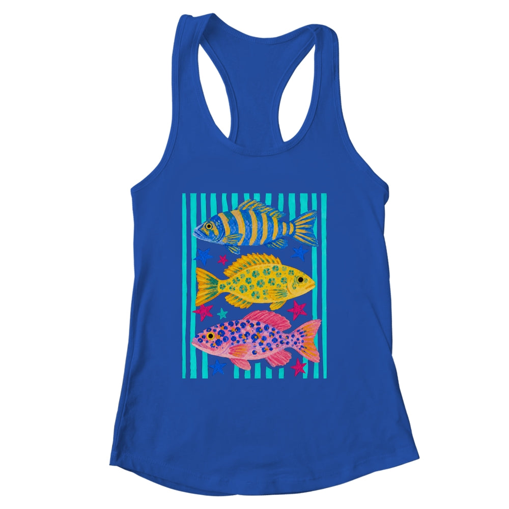 Preppy Fish Retro Summertime Travel Beach Vacation Fishing Shirt & Tank Top | siriusteestore