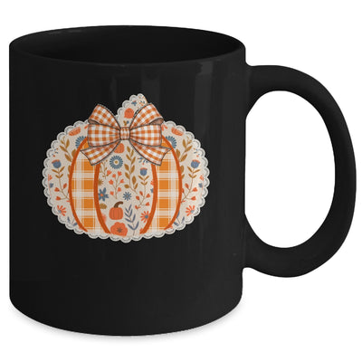 Preppy Floral Fall Pumpkin Vintage Floral Autumn Coquette Mug | siriusteestore