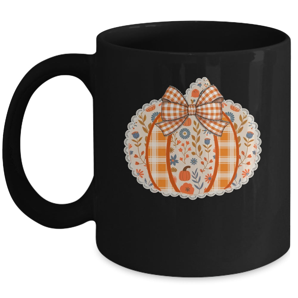 Preppy Floral Fall Pumpkin Vintage Floral Autumn Coquette Mug | siriusteestore