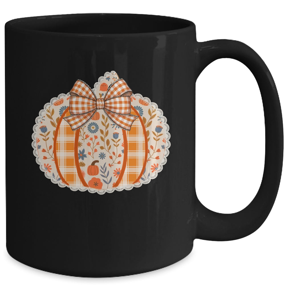 Preppy Floral Fall Pumpkin Vintage Floral Autumn Coquette Mug | siriusteestore