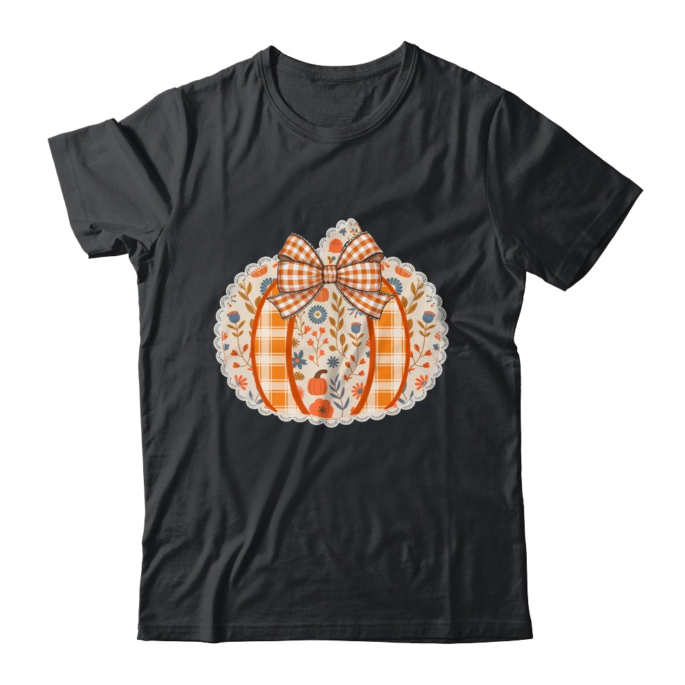 Preppy Floral Fall Pumpkin Vintage Floral Autumn Coquette Shirt & Sweatshirt | siriusteestore