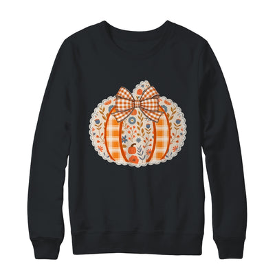 Preppy Floral Fall Pumpkin Vintage Floral Autumn Coquette Shirt & Sweatshirt | siriusteestore