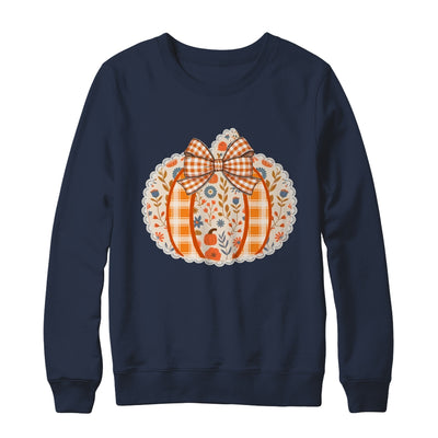 Preppy Floral Fall Pumpkin Vintage Floral Autumn Coquette Shirt & Sweatshirt | siriusteestore