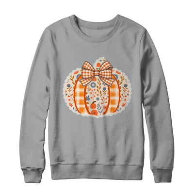 Preppy Floral Fall Pumpkin Vintage Floral Autumn Coquette Shirt & Sweatshirt | siriusteestore