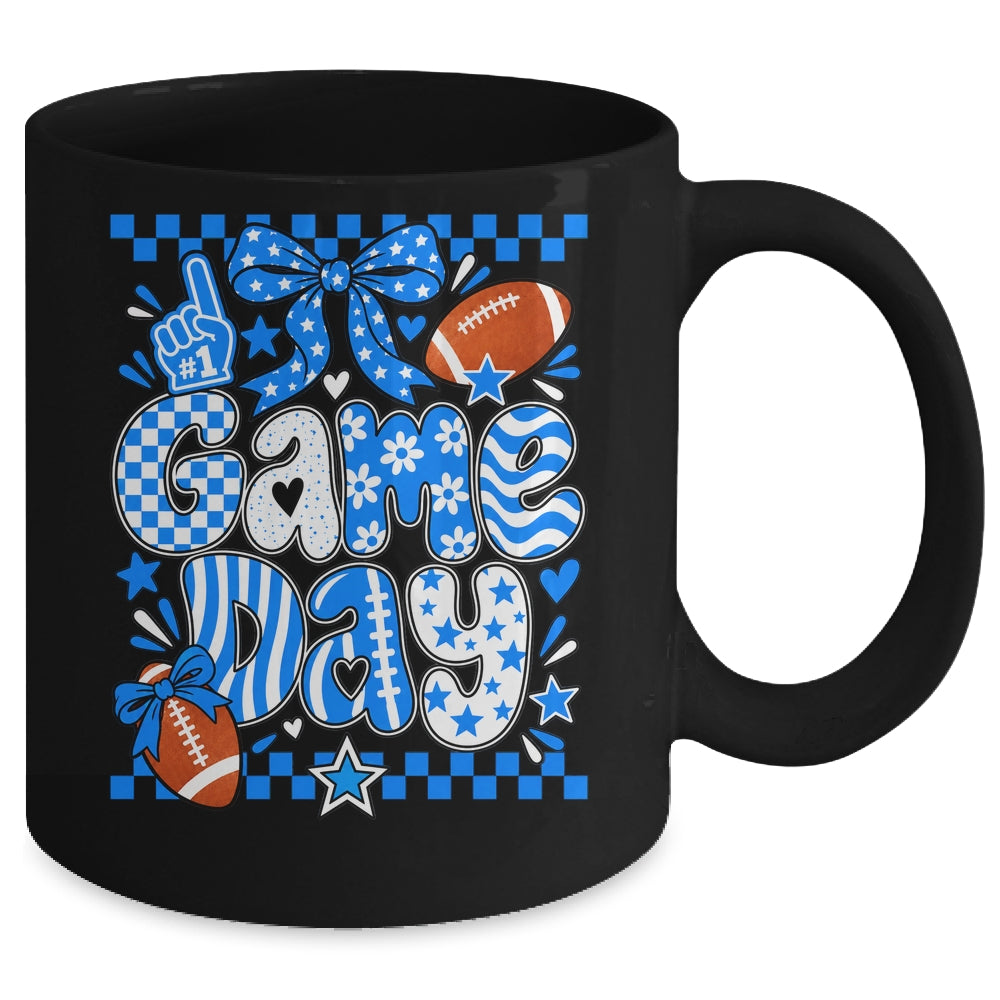 Preppy Game Day Football Girly Bow Team Spirit Girls Blue Mug | siriusteestore