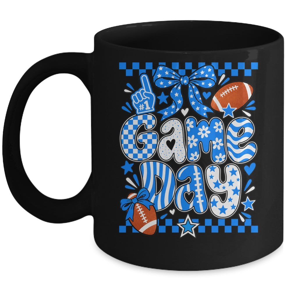 Preppy Game Day Football Girly Bow Team Spirit Girls Blue Mug | siriusteestore