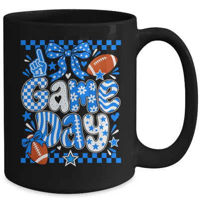 Preppy Game Day Football Girly Bow Team Spirit Girls Blue Mug | siriusteestore
