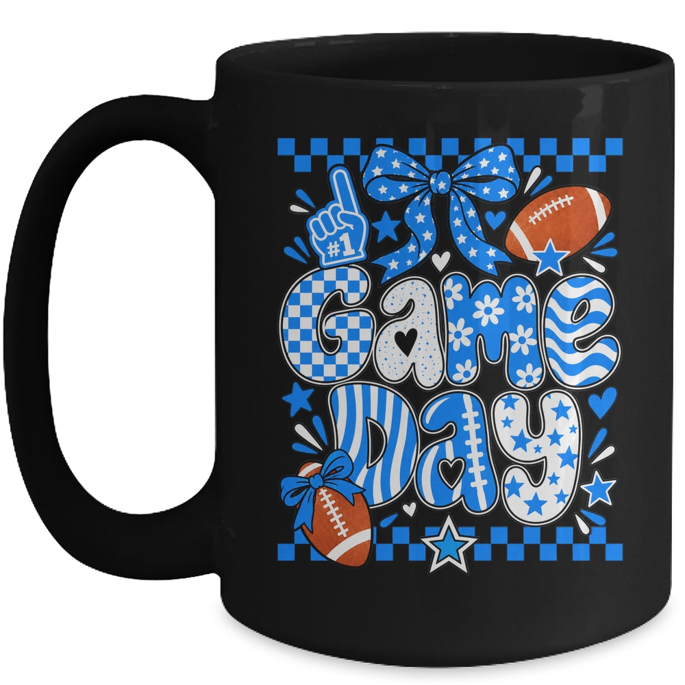 Preppy Game Day Football Girly Bow Team Spirit Girls Blue Mug | siriusteestore