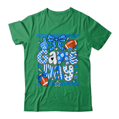 Preppy Game Day Football Girly Bow Team Spirit Girls Blue Shirt & Hoodie | siriusteestore
