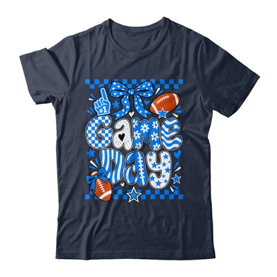 Preppy Game Day Football Girly Bow Team Spirit Girls Blue Shirt & Hoodie | siriusteestore