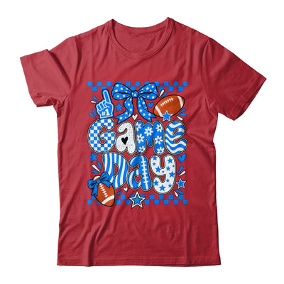 Preppy Game Day Football Girly Bow Team Spirit Girls Blue Shirt & Hoodie | siriusteestore