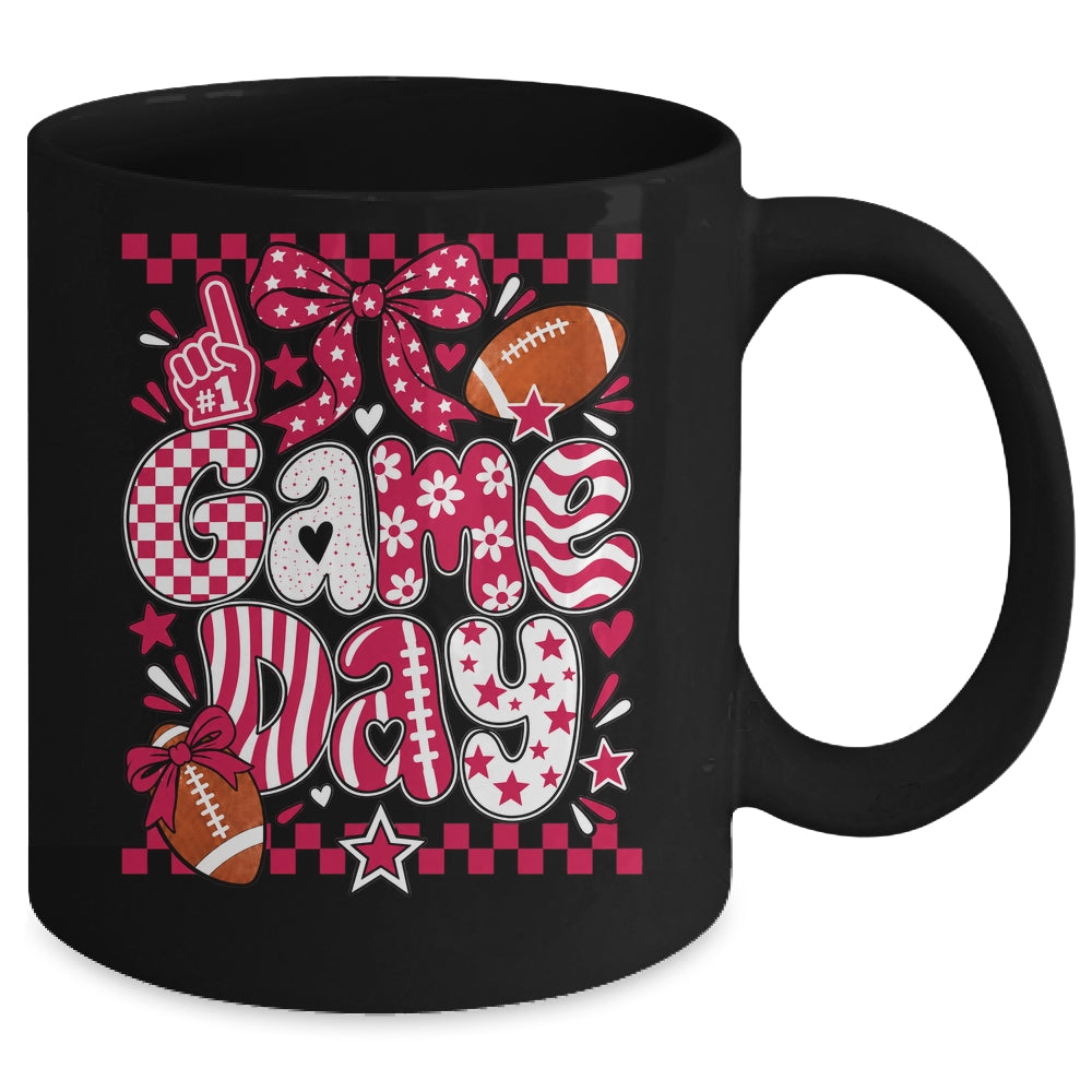 Preppy Game Day Football Girly Bow Team Spirit Girls Maroon Mug | siriusteestore