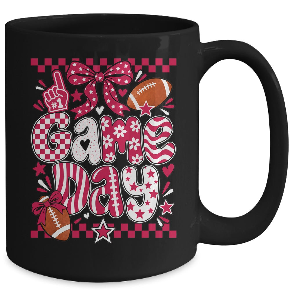 Preppy Game Day Football Girly Bow Team Spirit Girls Maroon Mug | siriusteestore
