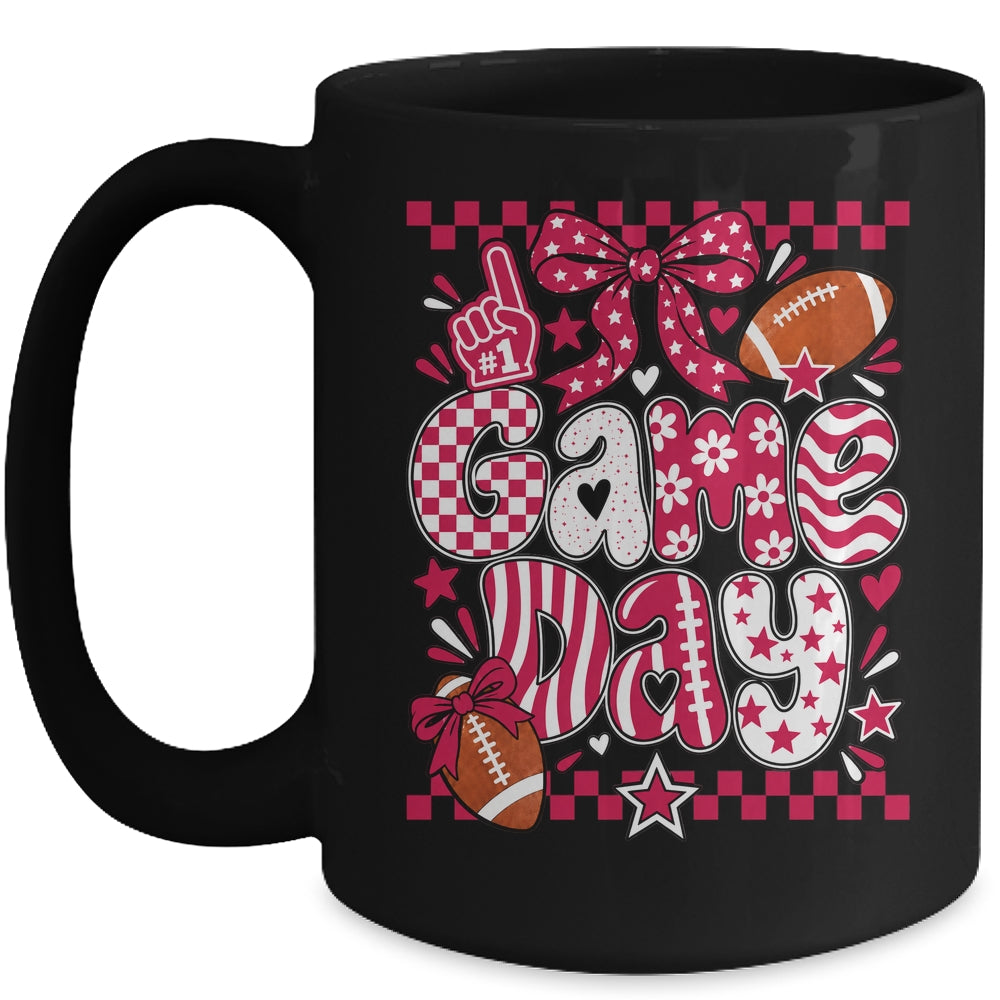 Preppy Game Day Football Girly Bow Team Spirit Girls Maroon Mug | siriusteestore
