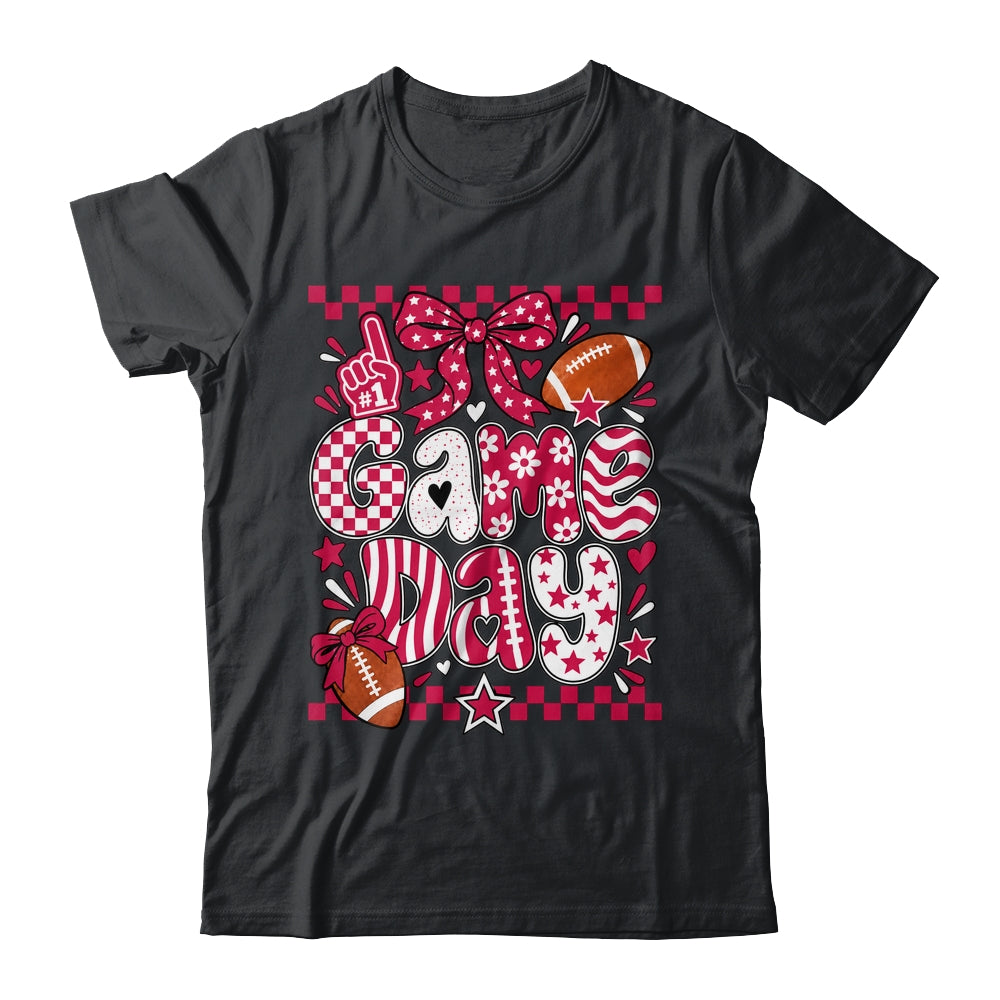 Preppy Game Day Football Girly Bow Team Spirit Girls Maroon Shirt & Hoodie | siriusteestore