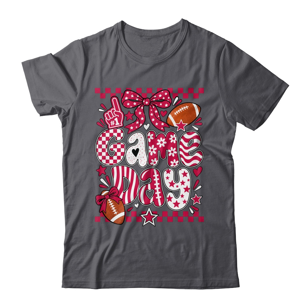 Preppy Game Day Football Girly Bow Team Spirit Girls Maroon Shirt & Hoodie | siriusteestore