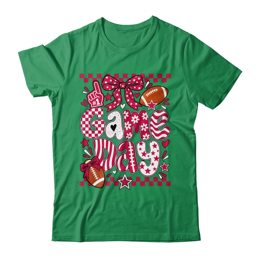 Preppy Game Day Football Girly Bow Team Spirit Girls Maroon Shirt & Hoodie | siriusteestore