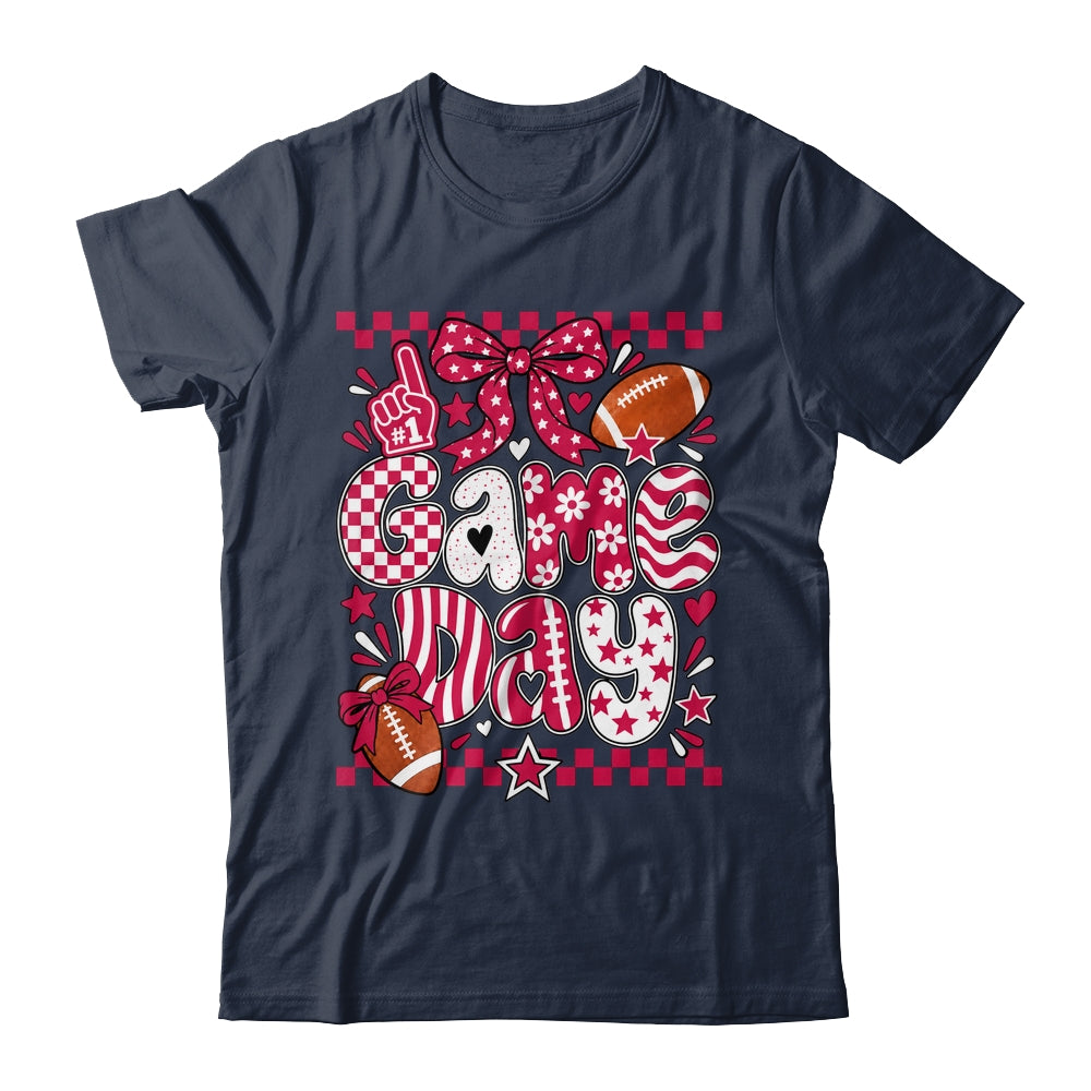 Preppy Game Day Football Girly Bow Team Spirit Girls Maroon Shirt & Hoodie | siriusteestore