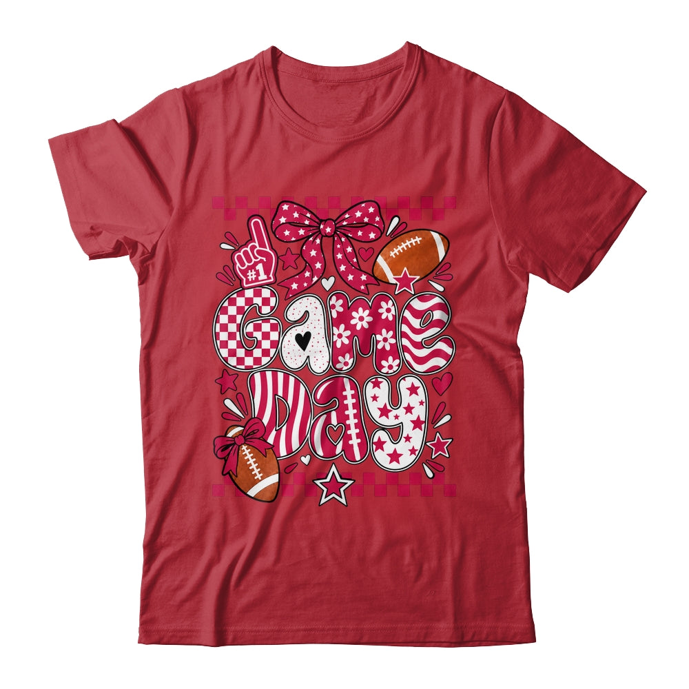 Preppy Game Day Football Girly Bow Team Spirit Girls Maroon Shirt & Hoodie | siriusteestore