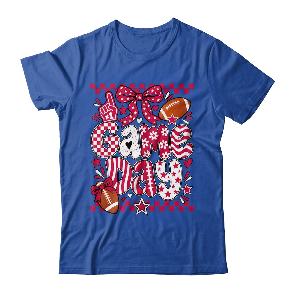Preppy Game Day Football Girly Bow Team Spirit Girls Maroon Shirt & Hoodie | siriusteestore