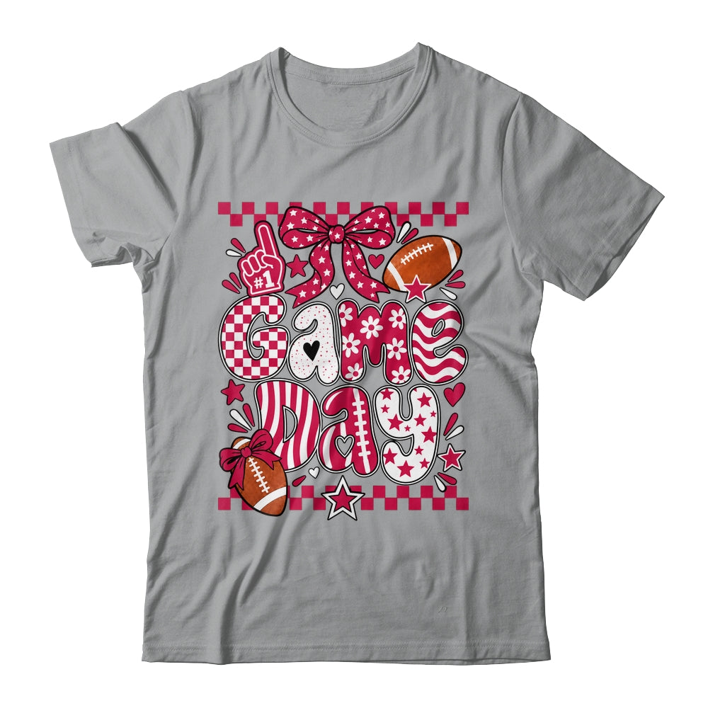 Preppy Game Day Football Girly Bow Team Spirit Girls Maroon Shirt & Hoodie | siriusteestore