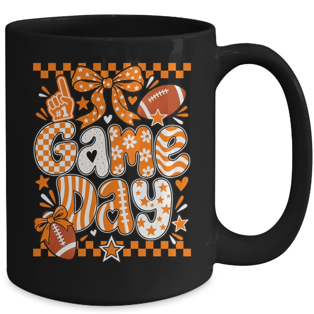 Preppy Game Day Football Girly Bow Team Spirit Girls Orange Mug | siriusteestore